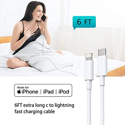 Брз полнач iPhone, iPhone 13 Charger 【Apple MFI Сертифициран】 20W USB C Брзо полнење на wallиден полнач за полнач со брз кабел за синхронизација на кабел за молња за iPhone 13/12/Pro/Max/11/SE 2022