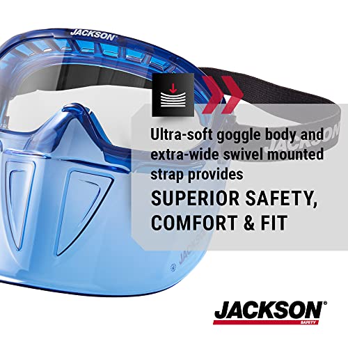Безбедност на Jackson SafetyJackson Security GPL500 Premium Goggle, Blue, 21000 & F4XP Crown Face Shield, Безбедносна глава за ширење, чист