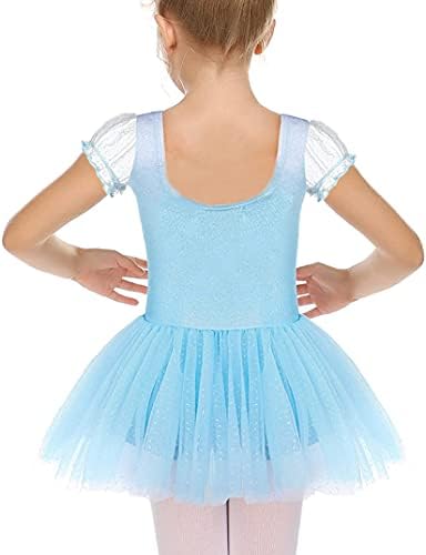Детмијан дете мали девојчиња искривено трепет ракав балет Туту здолниште со леотар Сјаен принцеза танцуван фустан