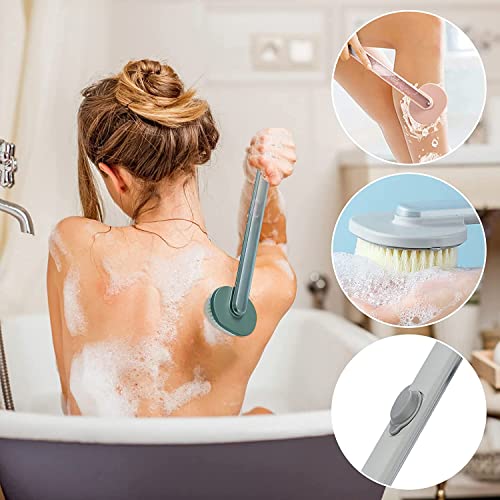 Чистење четка за бања ексфолирачка четка за туширање за бања со диспензерот за сапун- долга рачка четка за бања може да се наполни со течност за жени мажи