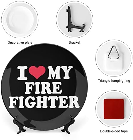 Го Сакам Мојот Пожарникар Печатена Коска Кина Декоративна Чинија Тркалезни Плочи Занает Со Штанд За Прикажување На Ѕидна Вечера Во