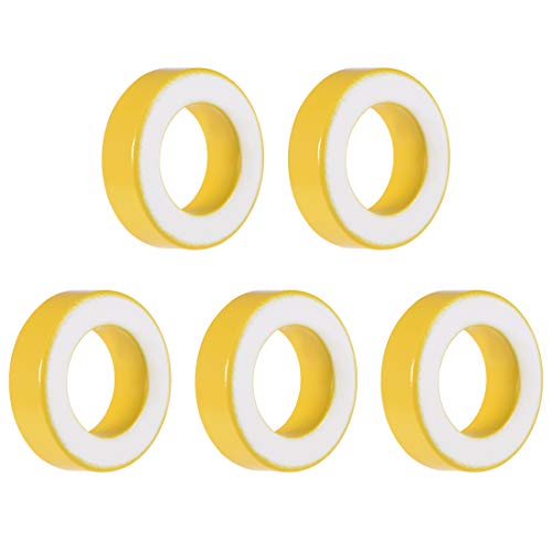 uxcell 5pcs 22 x 36,5 x 11mm феритни гуши прстени железо во прав тороид јадра жолто бело