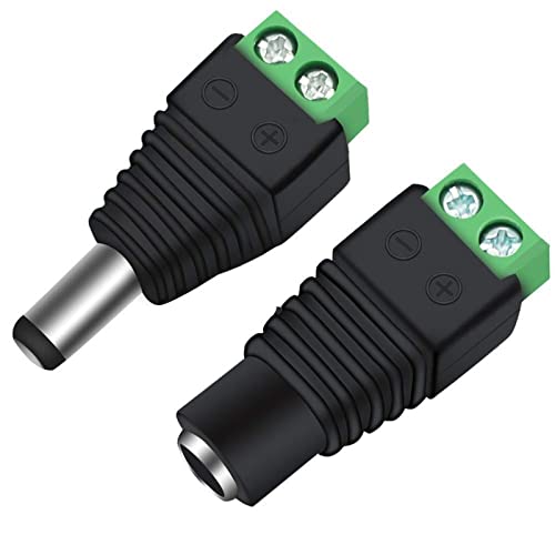 Anifm DC конектор 5,5 mm x 2,1 mm приклучок за приклучок за приклучок машки и женски LED адаптер за CCTV моќност Конвертирајте LED