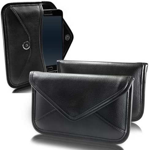 Boxwave Case Компатибилен со Vivo IQoo - Елитна торбичка за кожен месинџер, синтетички кожен покрив дизајн на пликови за виво IQoo - jet Black