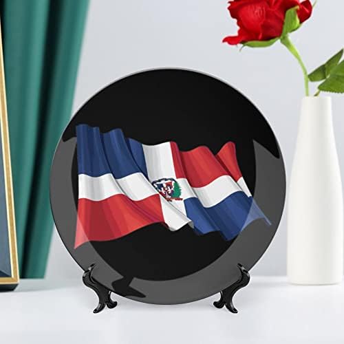 Доминиканска Република знаме Смешна коска Кина Декоративна чинија тркалезни керамички плочи занает со приказ за домашна канцеларија wallид