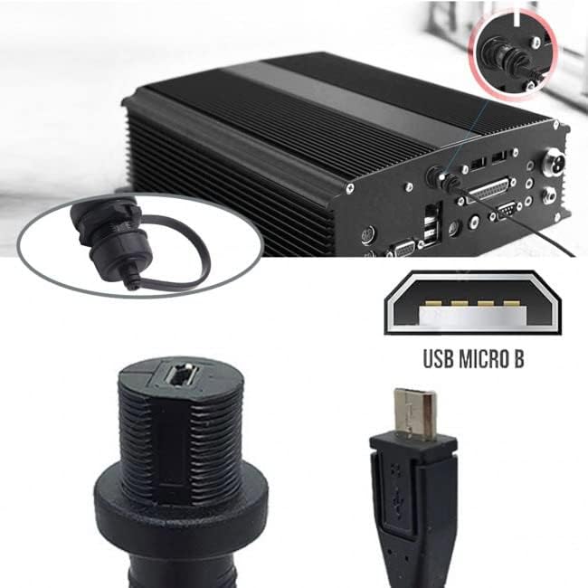 XIWAI Водоотпорен водоотпорен во прав од микро USB2.0 5PIN машки до женски продолжение Податоци за напојување со панел за монтирање на автомобилски панели за монтирање 1M 4