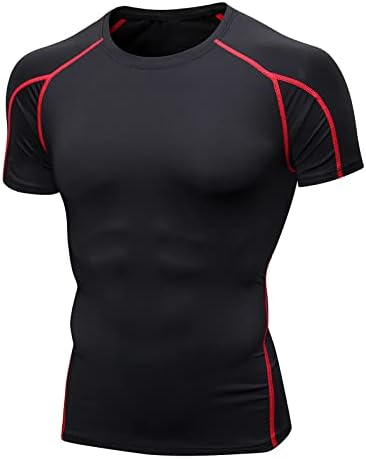 Компресија кошула мажи, машки кратки ракави за тренингот Атлетски салата за теретани ладно суво екипаж спортски базели маички врвни врвни