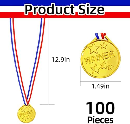 суниоин 100 Парчиња Златни Медали За Награди За Деца, Медали За Доделување На Награди За Пластични Награди За Детски Спортски Награди,