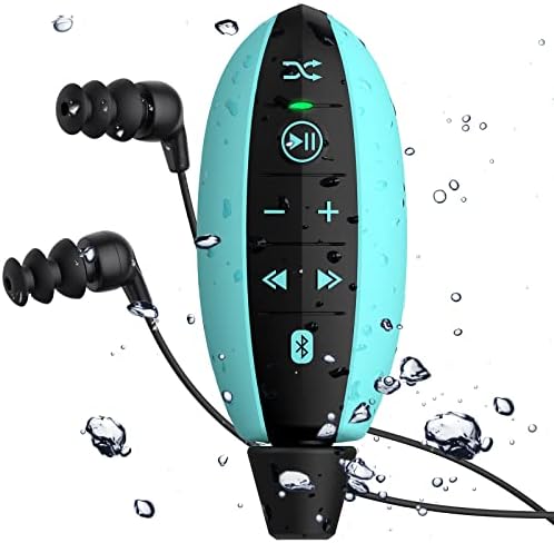 Водоотпорен MP3 плеер за пливање со клип, Agptek S19 8GB IPX8 водоотпорен музички плеер со Bluetooth и подводни слушалки