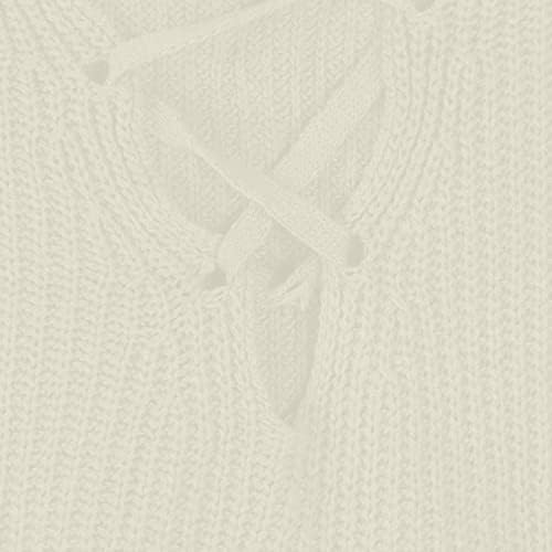 Женски крст крст v задниот џемпери паѓаат трендовски долг ракав против вратот плетен пулвер обичен џемпери со цврста боја врвови врвови