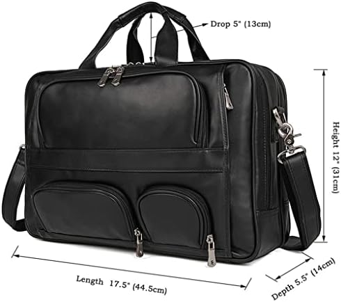 N/Големо големо кафе црно кафеава кожа за чанти за канцелариски месинџерски торби 17 '' портфолио на лаптоп