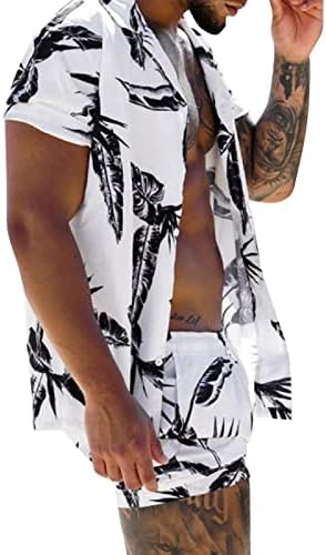Машки кошули за машки хавајски кошули со кратки ракави со кратки ракави печатени шорцеви летни плажа тропски хаваи кошула костуми