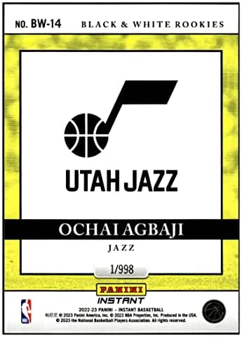 Ochai Agbaji RC 2022-23 Panini Instant Black & White /99814 Jazz Rookie NM+ -MT+ NBA кошарка