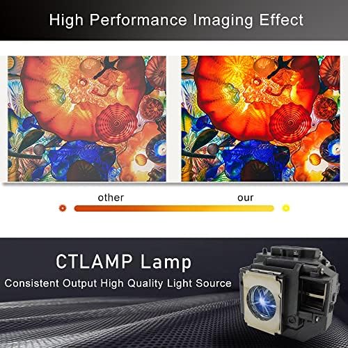 Ctlamp A+ квалитет ELP55 / V13H010L55 Заменски проектор за ламба со ламба со куќиште компатибилно со EPSON ELPLP55 EB-W8D H335A PowerLite презентер