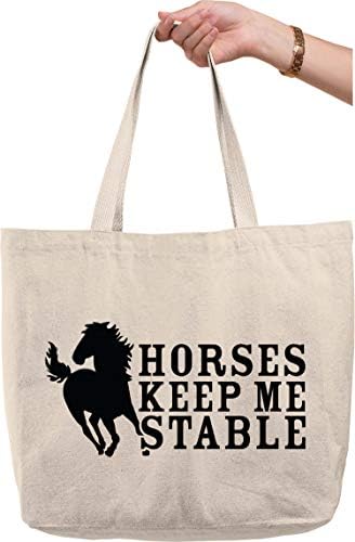 Коњите ме чуваат стабилна смешна силуета возејќи коњски природно платно торба за смешен подарок