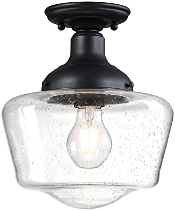 Осветлување на Вестингхаус 6120900 Стипен за гроздобер стил Една лесна полу-флеш тавана на таванот, текстурирана црна завршница, чиста семе