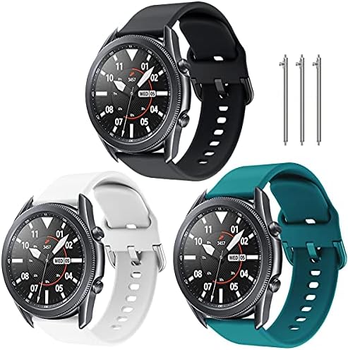Алатка 22мм часовник за гледање компатибилен за Samsung Galaxy Watch 3 45mm/Gear S3 Frontier/Classic, Silicone 22mm Watch Band Брзо
