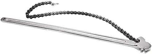 Wisoqu 24-инчен клуч на ланец, хромирана ванадиум челик прилагодлив со дијаметар на ланец со долга рачка за расклопување алатка