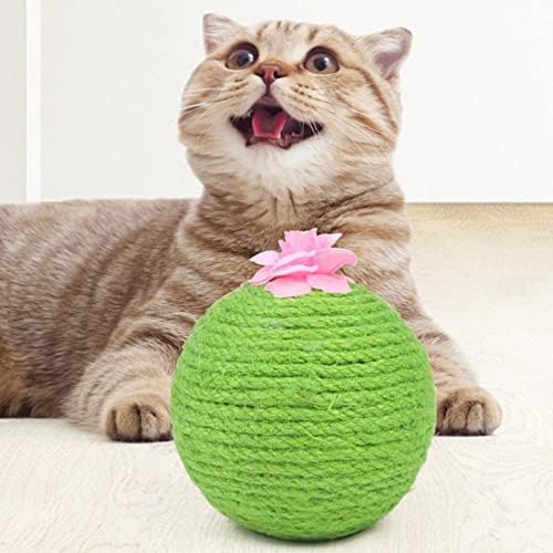 Оалк мачка играчка сисал кактус мачка гребење топка дрво патека со тркалачки топка маче мелење мелење отпорно на носење сисал јаже