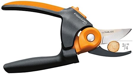 Fiskars PowerGear2 Ultrablade Softgrip Prunger &засилувач; Mothouch Микро-Врвот Градинарски Парченце, Не-Обложени Ножеви, Портокалова/Црна