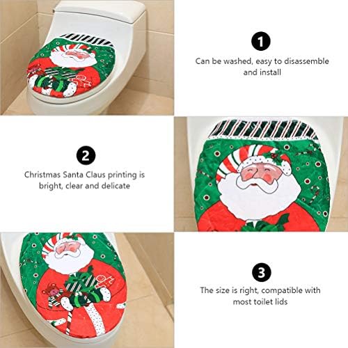 Божиќни Украси ГАЛПАДА 2 парчиња Божиќен Дедо Мраз Печатење Тоалет Покрива Тоалетни Влошки За Дома
