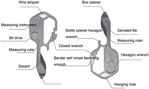 Keychain Multi Tool 24-во-1 клуч во форма на џеб алатка за шишиња со шишиња со шишиња со шишиња повеќе алатка за отворено копче за