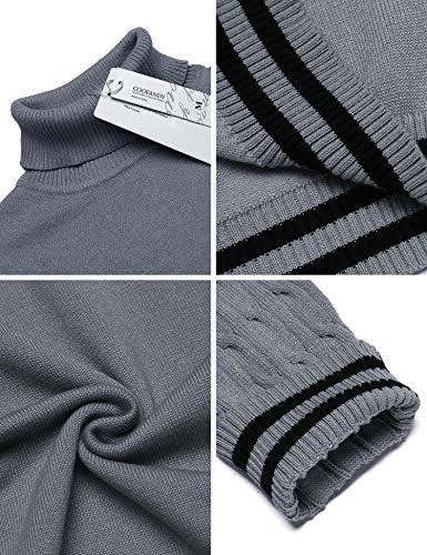 Основен Ребрести Термички Плетен Пуловер За Мажи Тенок Фит Џемпер Со Маица