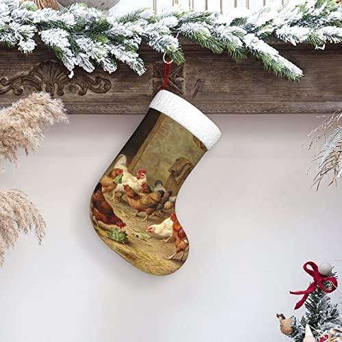 PSVOD печен пилешко кокошка фарма за Божиќ, декорација чорапи, празници што висат чорапи