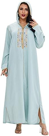 DGMBBX ден фустани облечена абаја арапска исламска женска облека муслиманска везена фустан со качулка со кафтан бизнис случајно