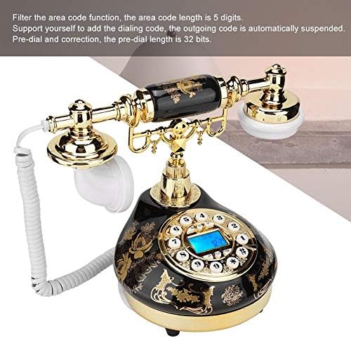 Антички телефон, ретро керамички златен цвет образец стар стил класичен фиксен телефон со двојно FSK/DTMF систем повикувач на лична карта за