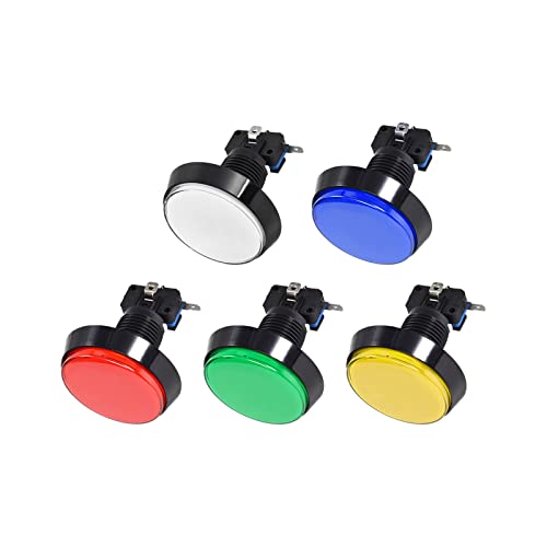 Копчиња за притискање на играта за игра, тркалезни сили за ситни светло 5 во боја на светлина со микро прекинувачи [за аркадна игра] -60mm/12V/5