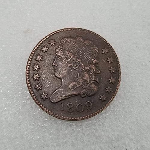 Антички занаети Американски 1809 половина сребрен долар сребрен круг надворешна трговија колекција