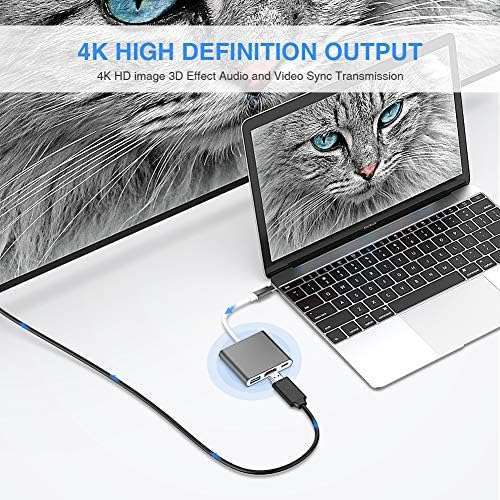 Akhara USB C to HDMI мултипорт адаптер, центар за типот C до 4K HDMI со USB 3.0 порта за полнење со USB C, USB-C до HDMI адаптер за MacBook