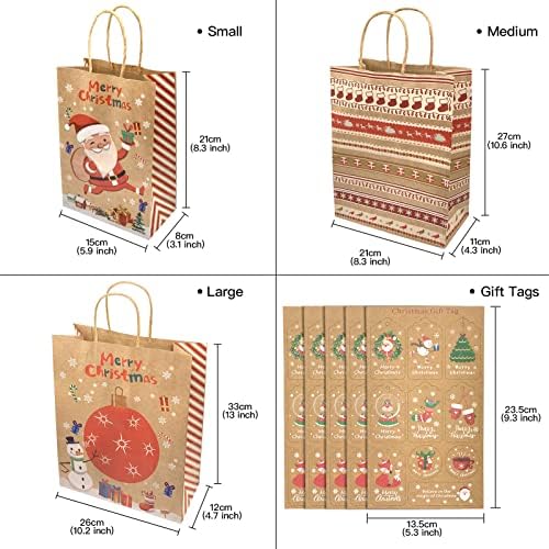 LitiVibecho 24 парчиња Божиќни Торби За Подароци Со Рачки, Празнични Торби За Подароци Со Ознаки За Подароци За Материјали За Забава (Масовно