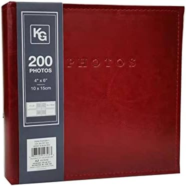 Киера Грејс 200-џеб Едноставен и класичен албум со фото-фото за Home & Room, 2,17 L x 8.86 W X 8.86 H За да прикаже 200-4 x 6 слики, црвено