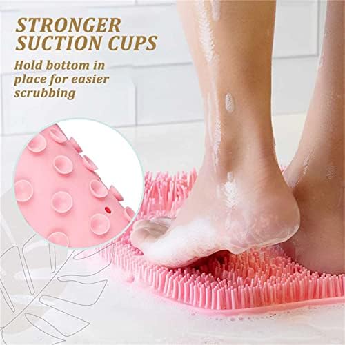 GigeSute 4pcs wallид монтиран задниот чистач туш за туширање стапало силиконски бања маса масажа перница четка со чаши за вшмукување,