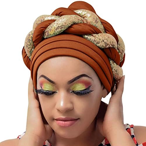 Главата на главата, испреплетена плетенка за капаци на главата, африкански турбан црна пред-врзана глава за глава за жени за жени