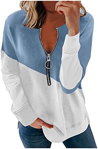 FMCHICO CHARMAP- дуксери за жени целосна патент со долги ракави Блуза Обичен моден маичка за џемпери