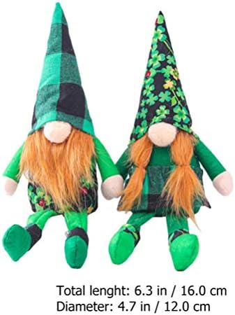 АМОСФУН 4 ПЦС 1 Постави празнични креативни фестивали подароци за симпатична гном кукли-том-декор ирска среќа елф плиша-гном кукла Зелена
