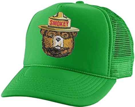 Allntrends Smokey Bear Trucker Hat везена памук за возрасни американски шумски сервисни капачиња прилагодлива мрежа назад