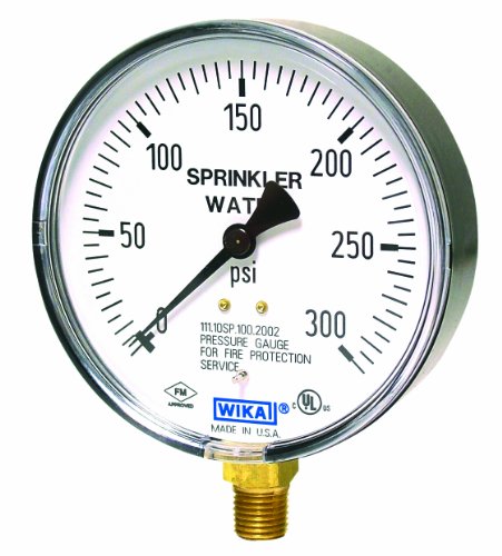 Мерач на притисок на комерцијална прскалка на Wika, делови од влакнено легура, 4 бирање, 0-300 psi опсег, +/- 3/2/3% точност,
