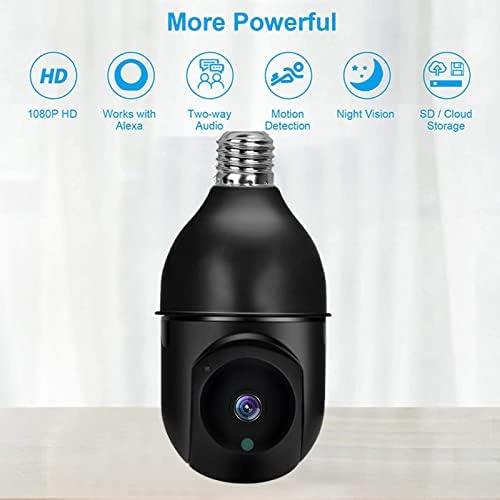 Byikun E27 Сијаличка камера, HD 1080p камери за домашна безбедност, безжична WiFi домашна камера 360 ° инфрацрвена монитор за мониторинг
