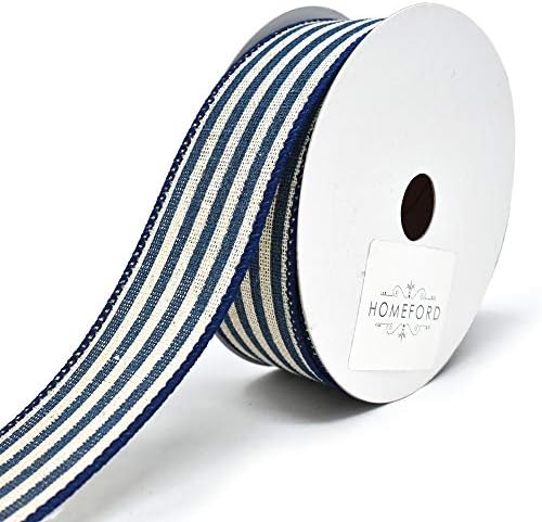 Homeford Cabana Stripes Canvas Wired Ribbon, 1-1/2-инчен, 10-двор
