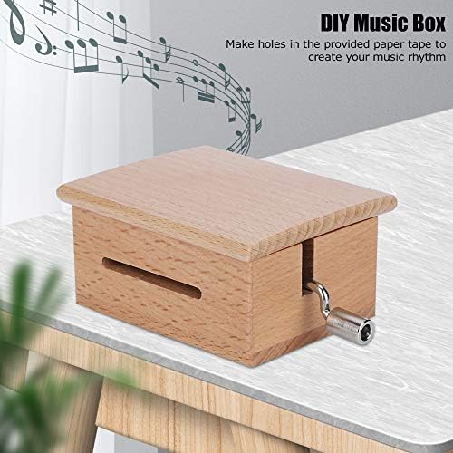 Музички музички музика, 15 * 11 * 8 15 Забелешка дрвена музичка кутија со 7 парчиња празна хартиена лента и дупки за дупки