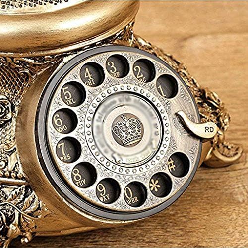 Антички телефон TREXD ， Имитација на смола Бакар гроздобер стил Ротари ретро старомодно ротирачко бирање дома и канцелариски телефон