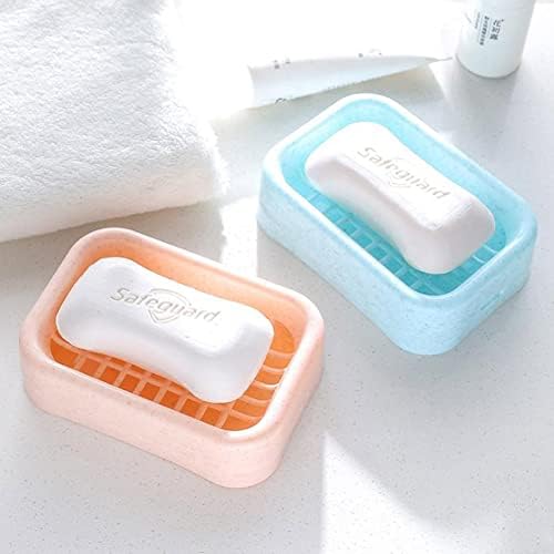 Нелхозет Двоен слој Пластичен држач за сапун со сапун со кутија за одвод за чисти и организирани кујни за бањи трајни, лесни за чистење