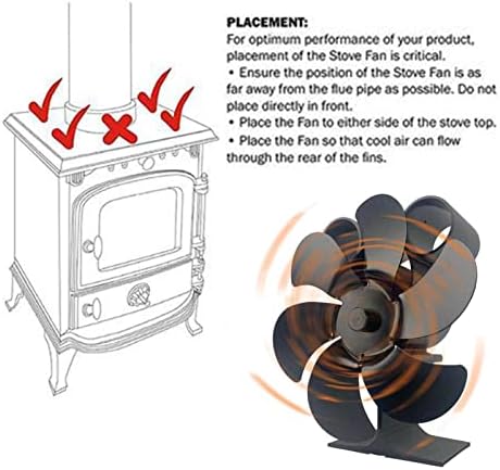 Вентилатор Со топлински Погон-Вентилатор за Камин со 6 Сечила | Вентилатор За Шпорет На Дрва Неелектричен Со Заштита Од Прегревање За Дрво,