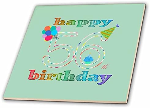 3дроза Среќен 56-ти Роденден, Кекс Со Свеќа, Балони, Капа, Шарени-Плочки