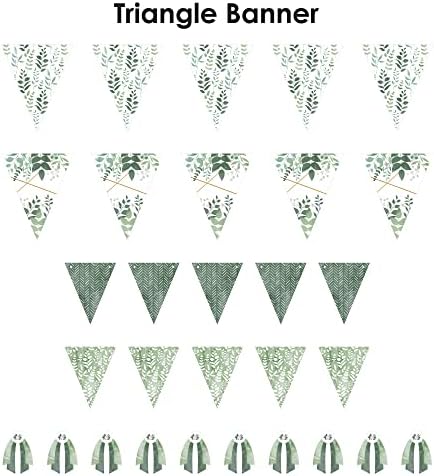 Голема Точка На Среќата Бохо Ботанички - Самостојно Зеленило Партија Знаменце Венец Декорација - Триаголник Банер - 30 Парчиња