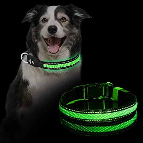 Осветли јаки од кучиња, јака од јака од Масбрил предводена од водоотпорен водоотпорен и висока видливост, прилагодливи меки мрежи за безбедност